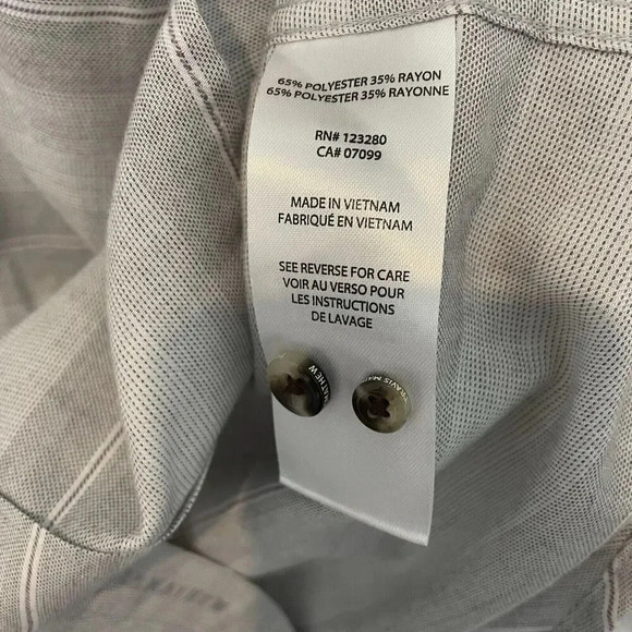 Travis Mathew Shirt Mens Medium Long Sleeve Gray Striped Button Up - Picture 7 of 10